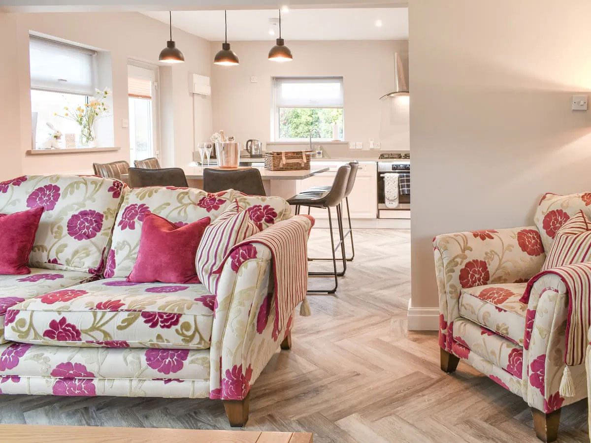 open plan kitchen and living area within the cottage
